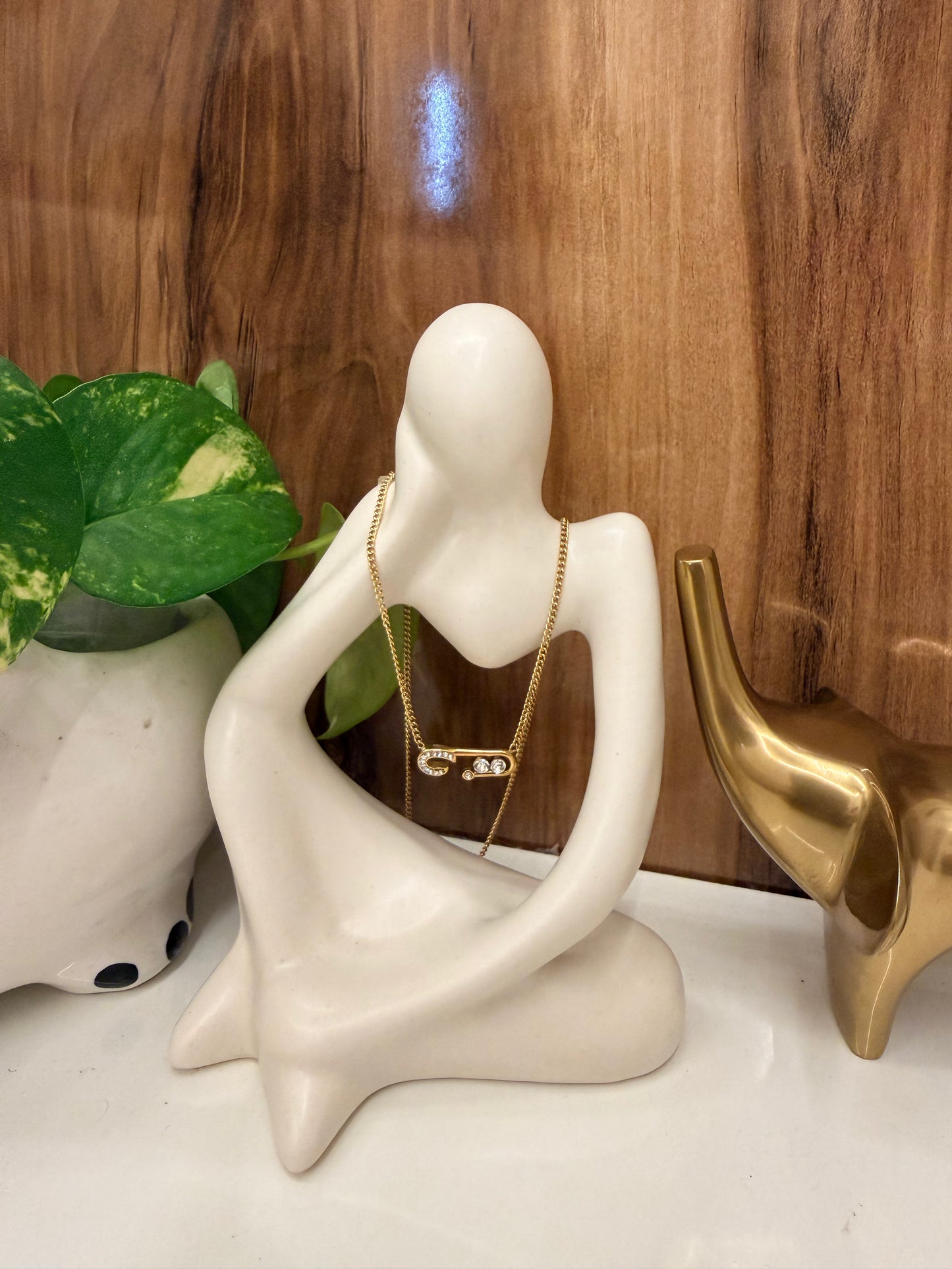 Gold Safety Pin Pendant Necklace