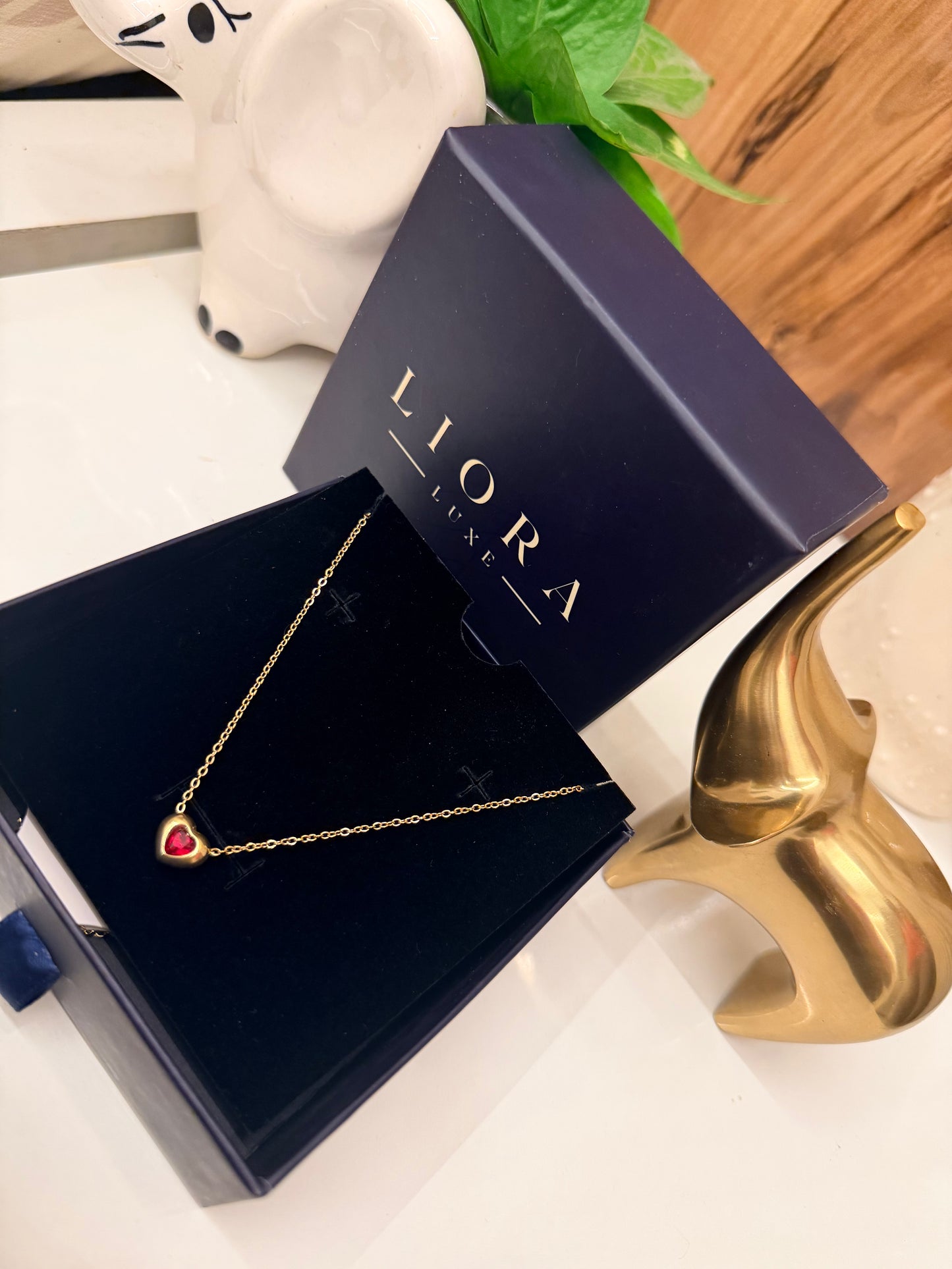 Ruby Heart Charm Necklace