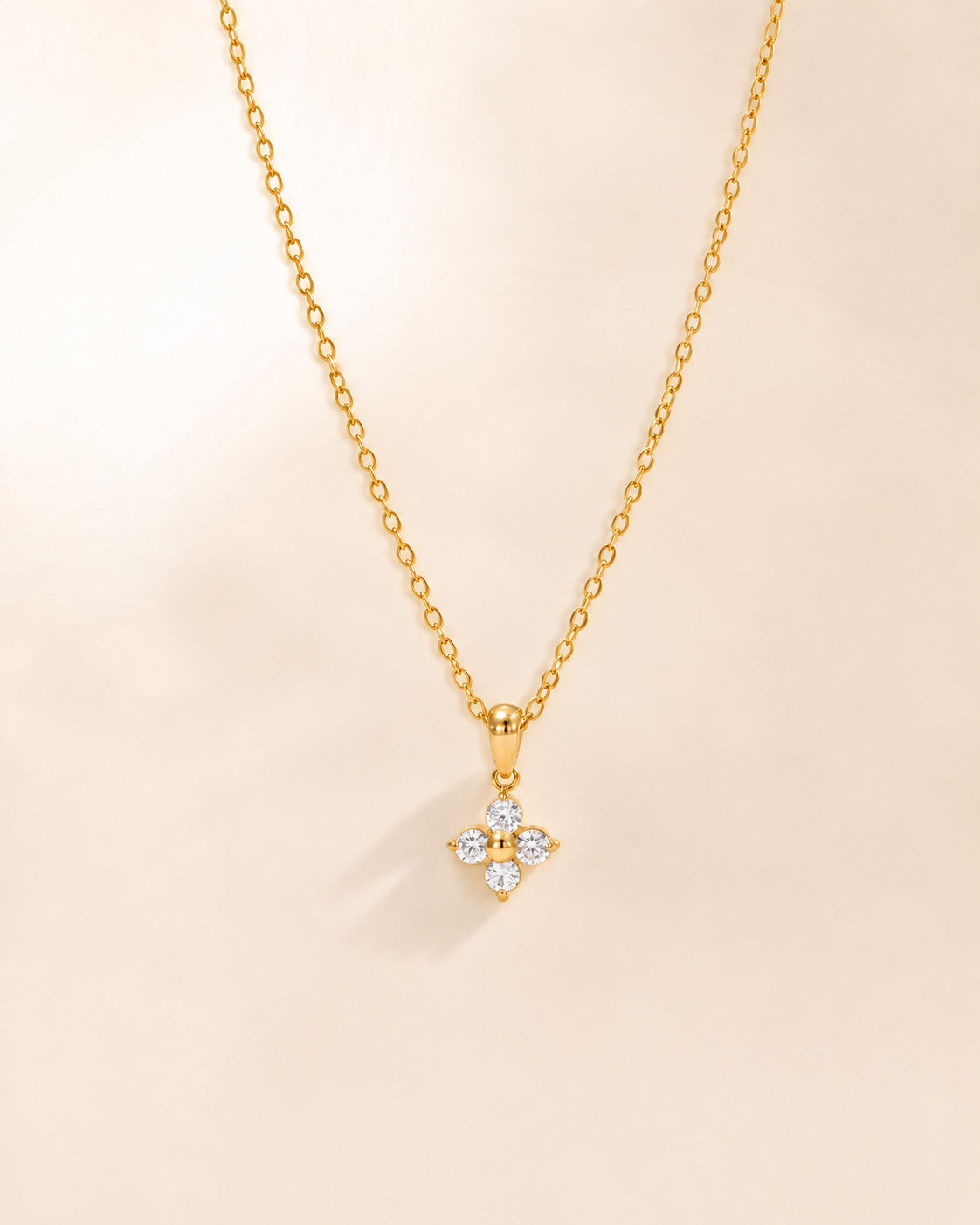 Golden Crystal Blossom Pendant Necklace