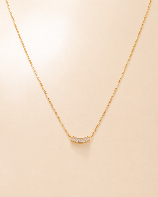 Curved Baguette Bar Necklace
