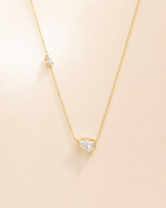 Gold Pear Pendant Necklace
