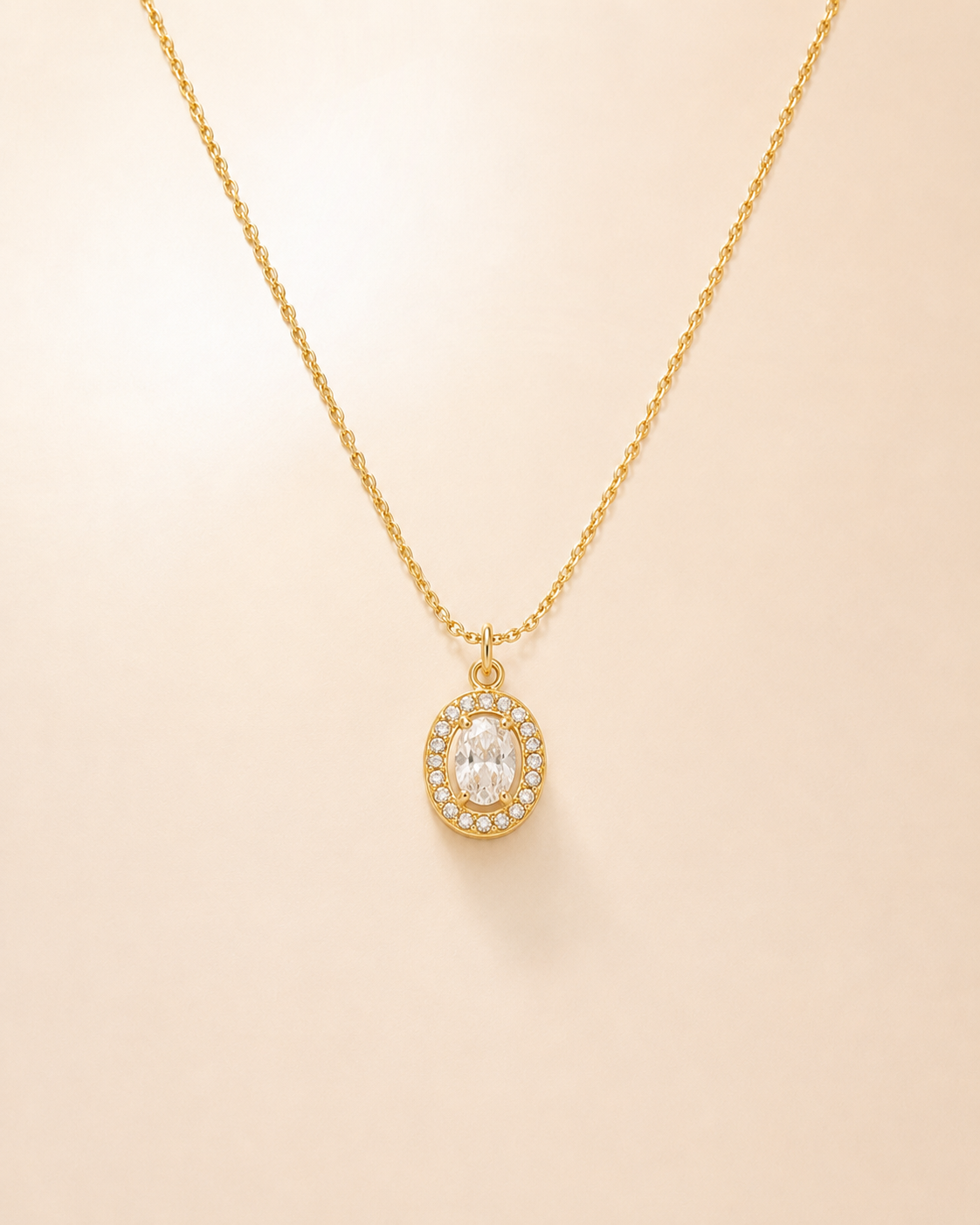 Oval Halo Charm Necklace