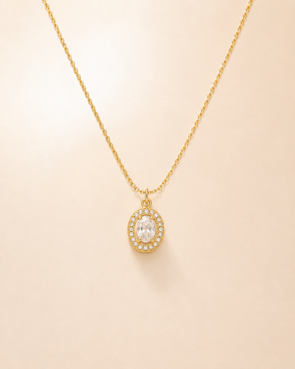 Oval Halo Charm Necklace