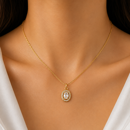 Oval Halo Charm Necklace