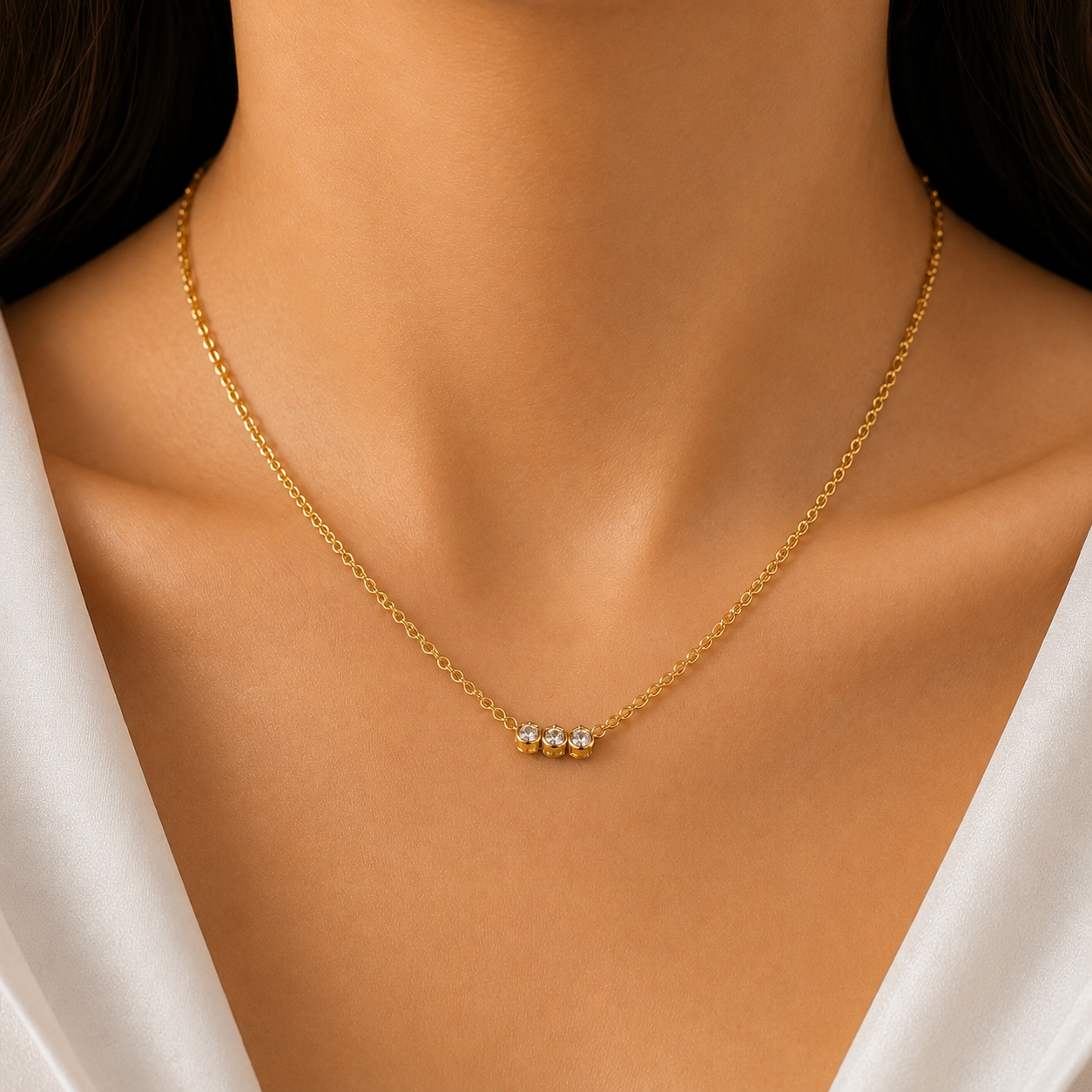 Three-Stone Gold Necklace