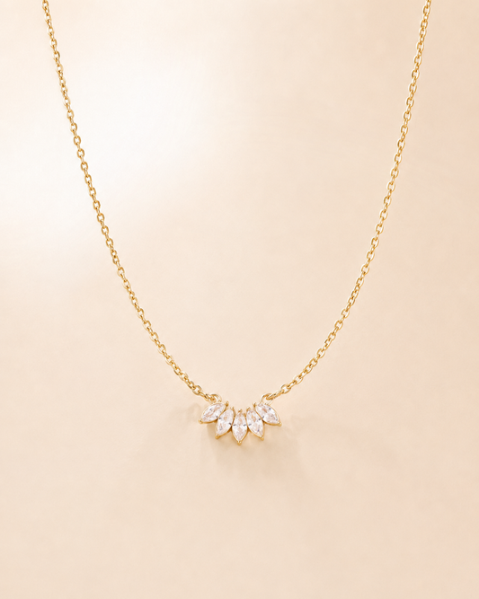 Gold Marquise Cluster Necklace