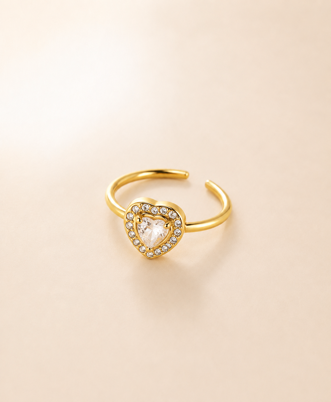 Gold Heart Halo Ring