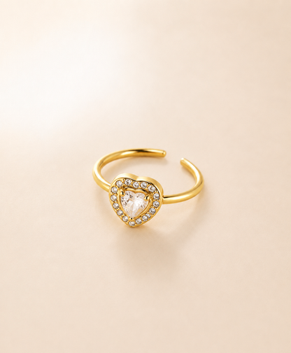 Gold Heart Halo Ring