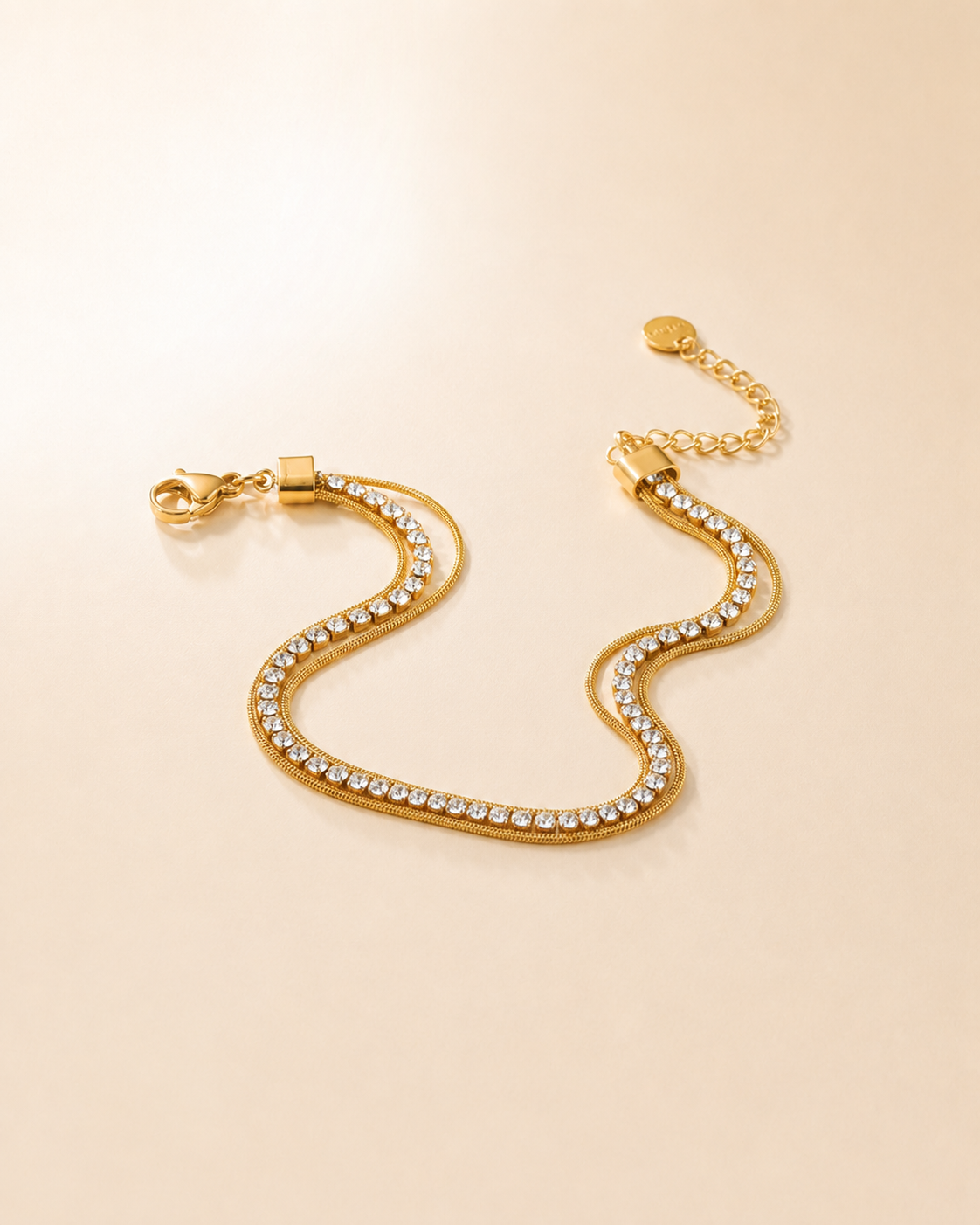 Double Chain - Crystal Tennis Bracelet