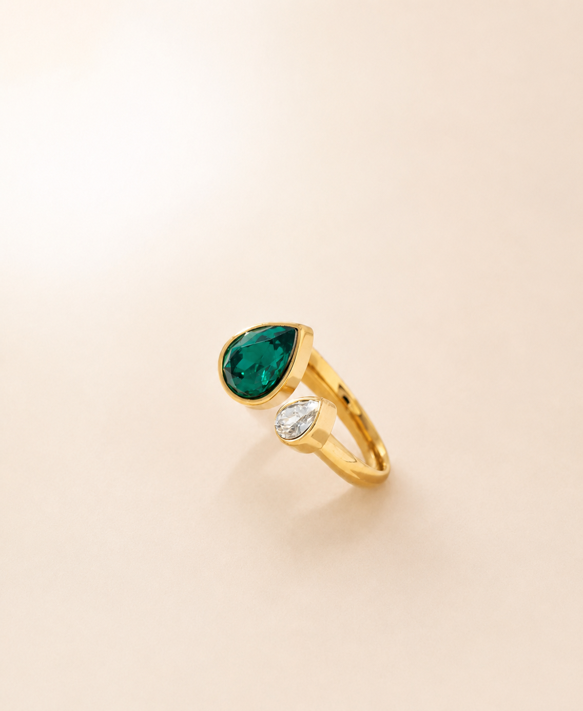 Open Band Dual-Stone Ring