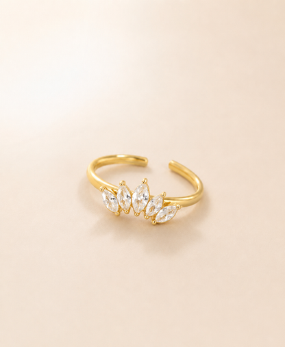 Gold Chevron Marquise Cluster Ring