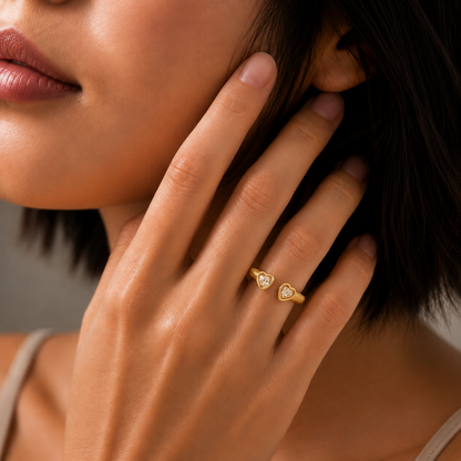 Open-Ended Gold Ring with Crystal Accents