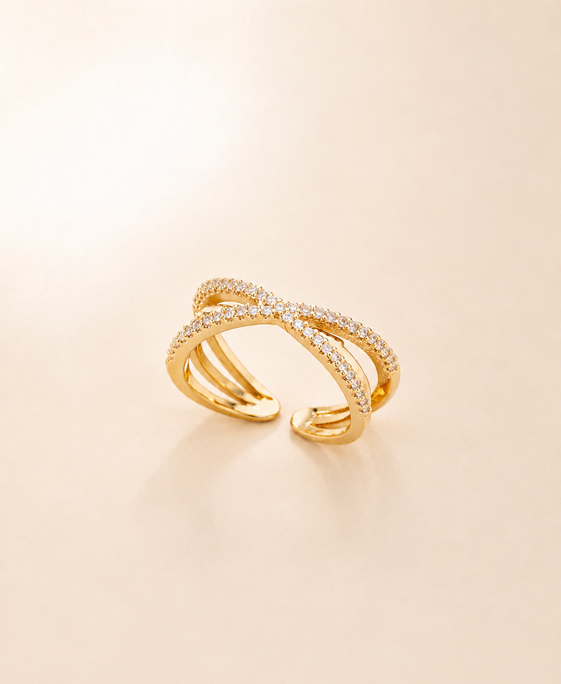 Crisscross Pavé Gold Ring