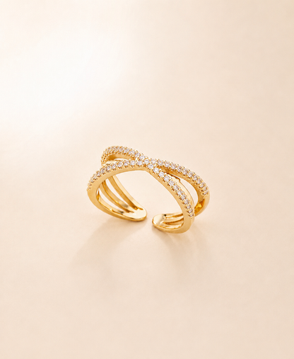 Crisscross Pavé Gold Ring