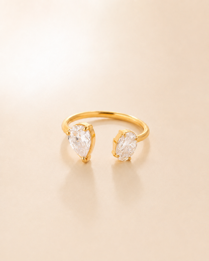 Twin Teardrop Open Ring