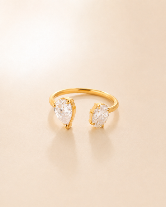 Twin Teardrop Open Ring
