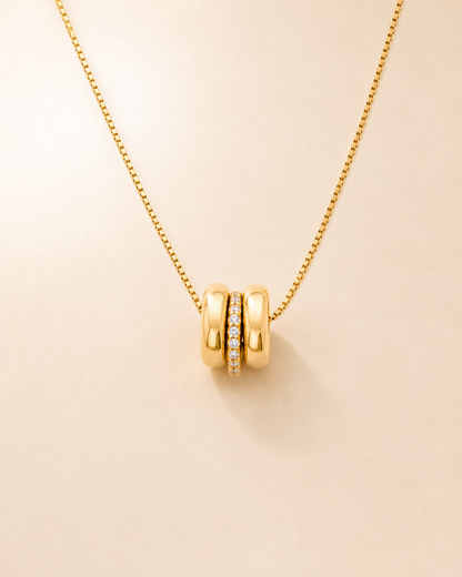 Triple Hoop Gold Pendant Necklace