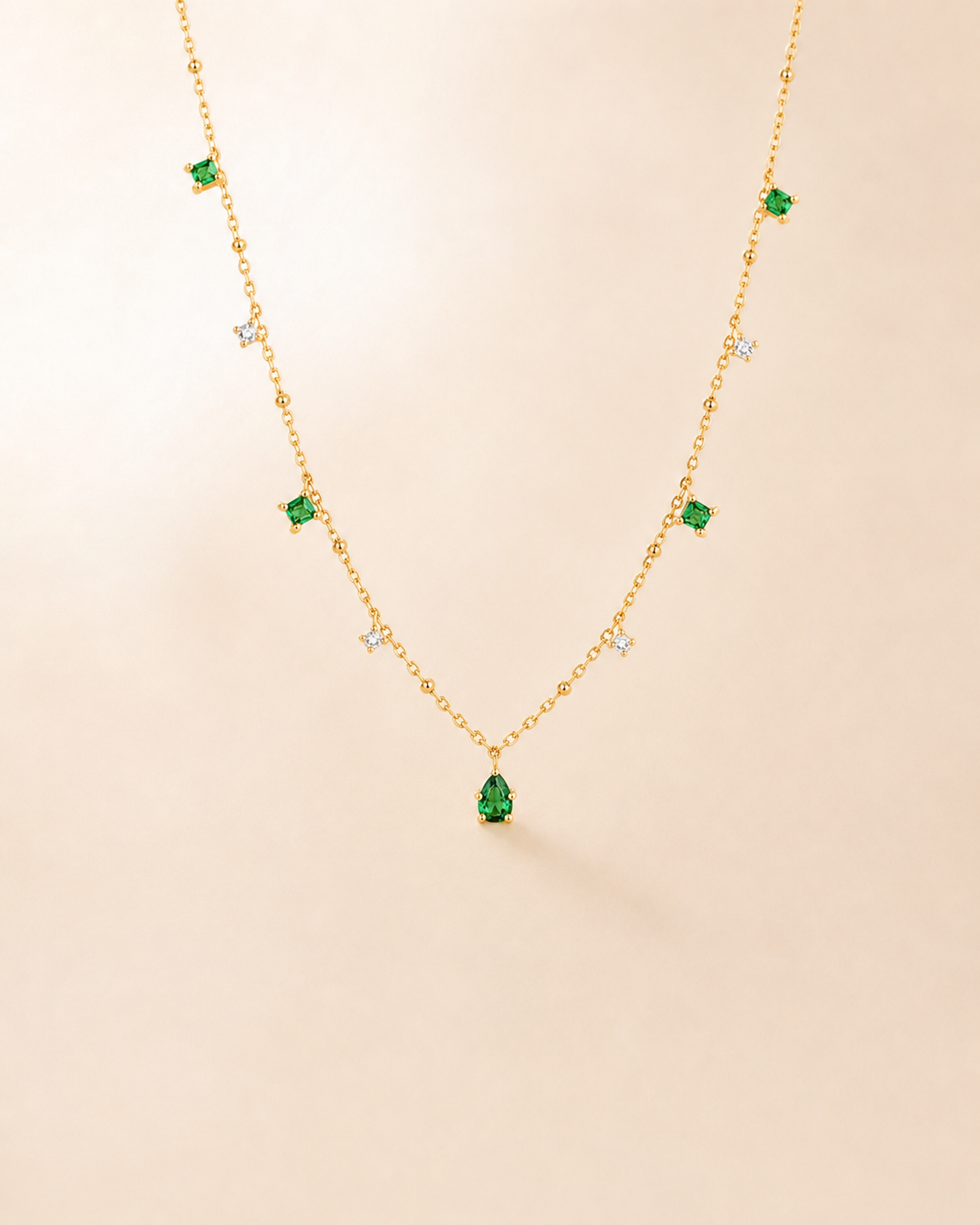 Emerald Station Drop Necklace