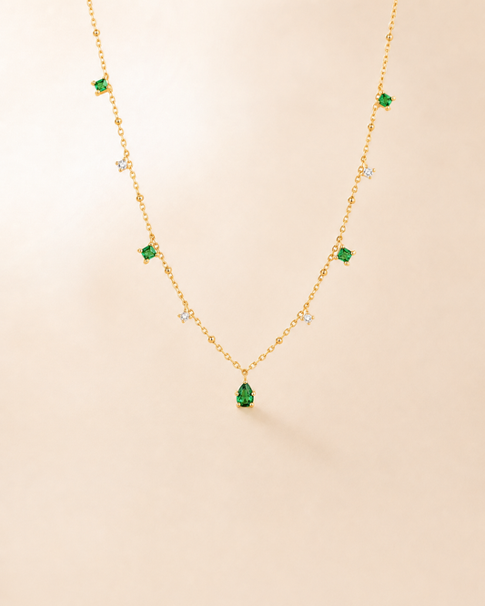 Emerald Station Drop Necklace