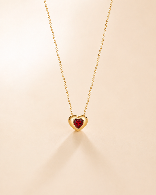 Ruby Heart Charm Necklace