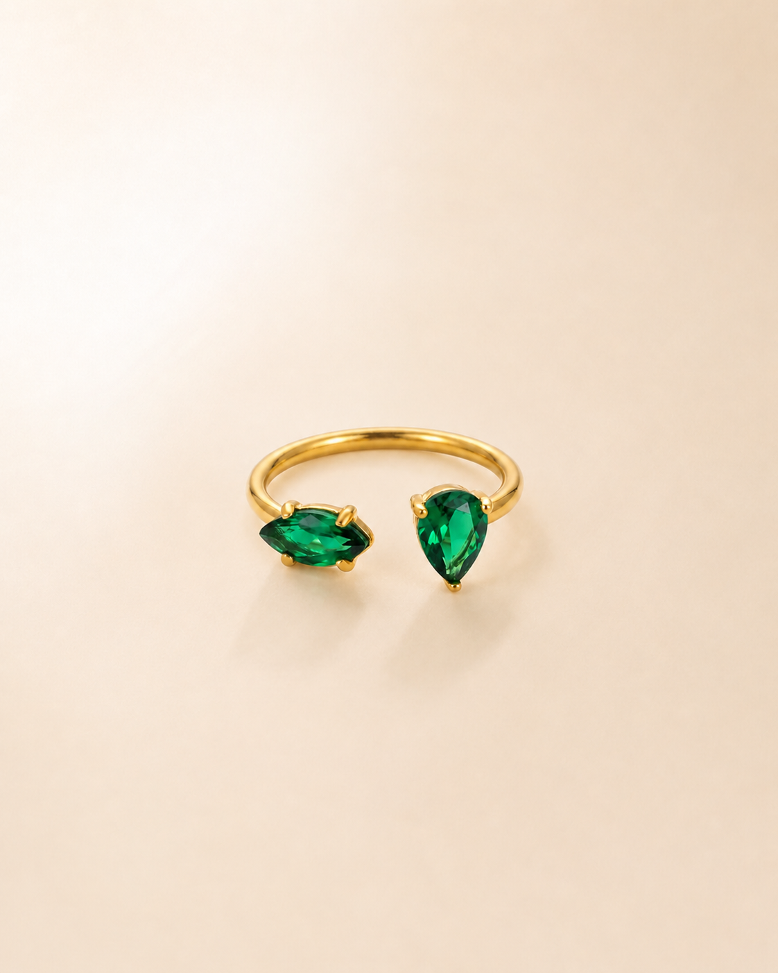 Emerald Duo Open Ring