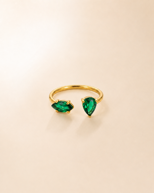 Emerald Duo Open Ring