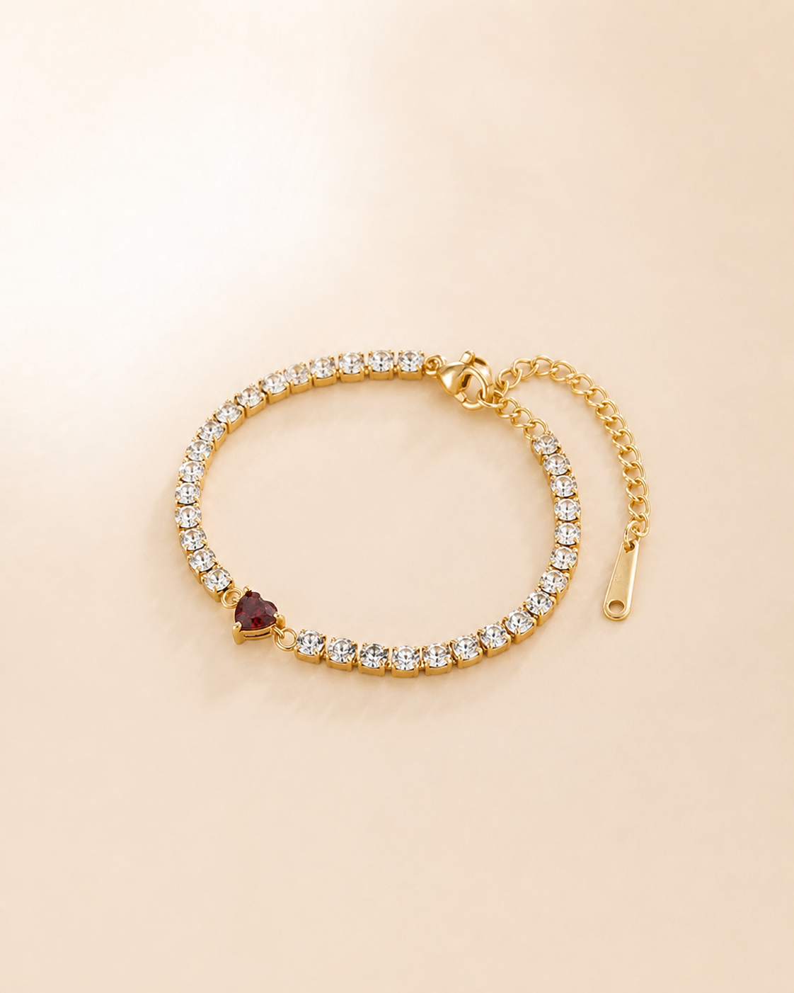 Ruby Heart Tennis Bracelet