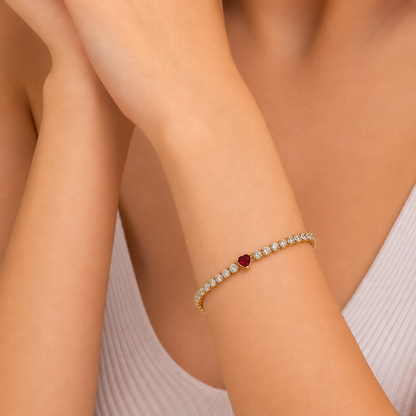 Ruby Heart Tennis Bracelet