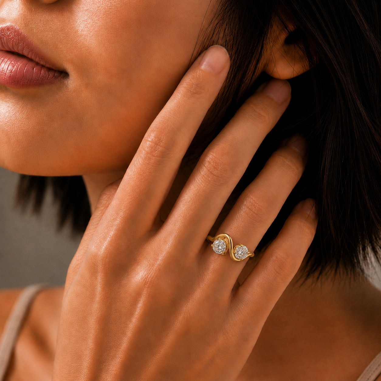 Dual Pear Crystal Twist Ring