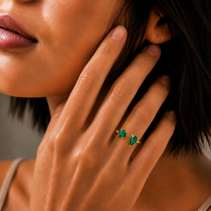 Emerald Duo Open Ring