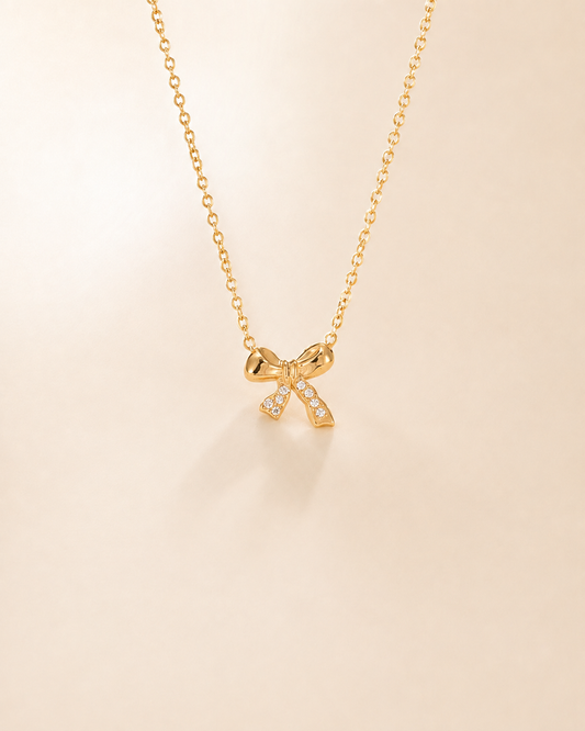 Crystal Bow Pendant Necklace
