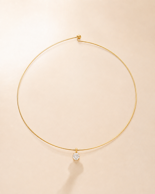 Minimalist Gold Solitaire Choker