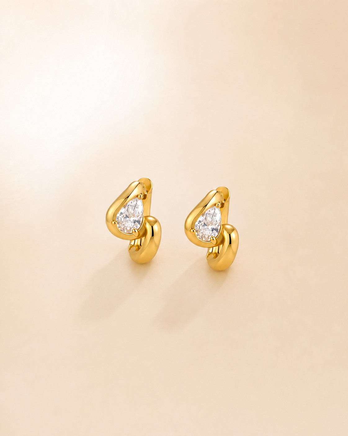 Pear Crystal Huggie Hoops