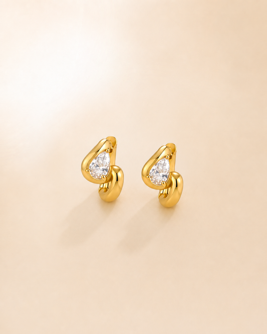 Pear Crystal Huggie Hoops
