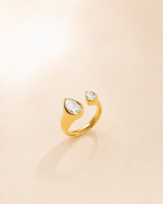 Golden Dewdrop Duo Ring