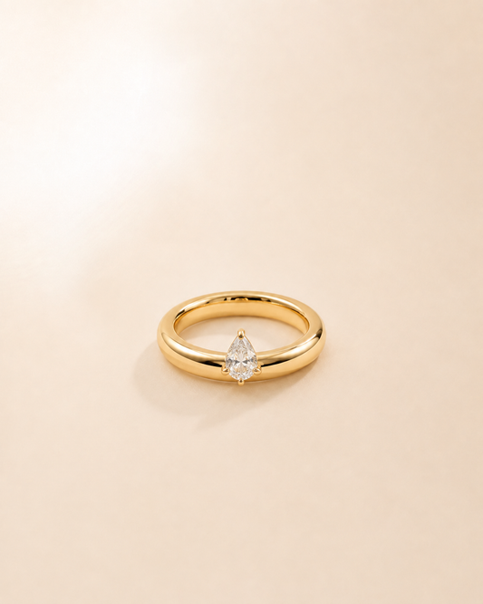 Pear-Cut Diamond Gold Ring