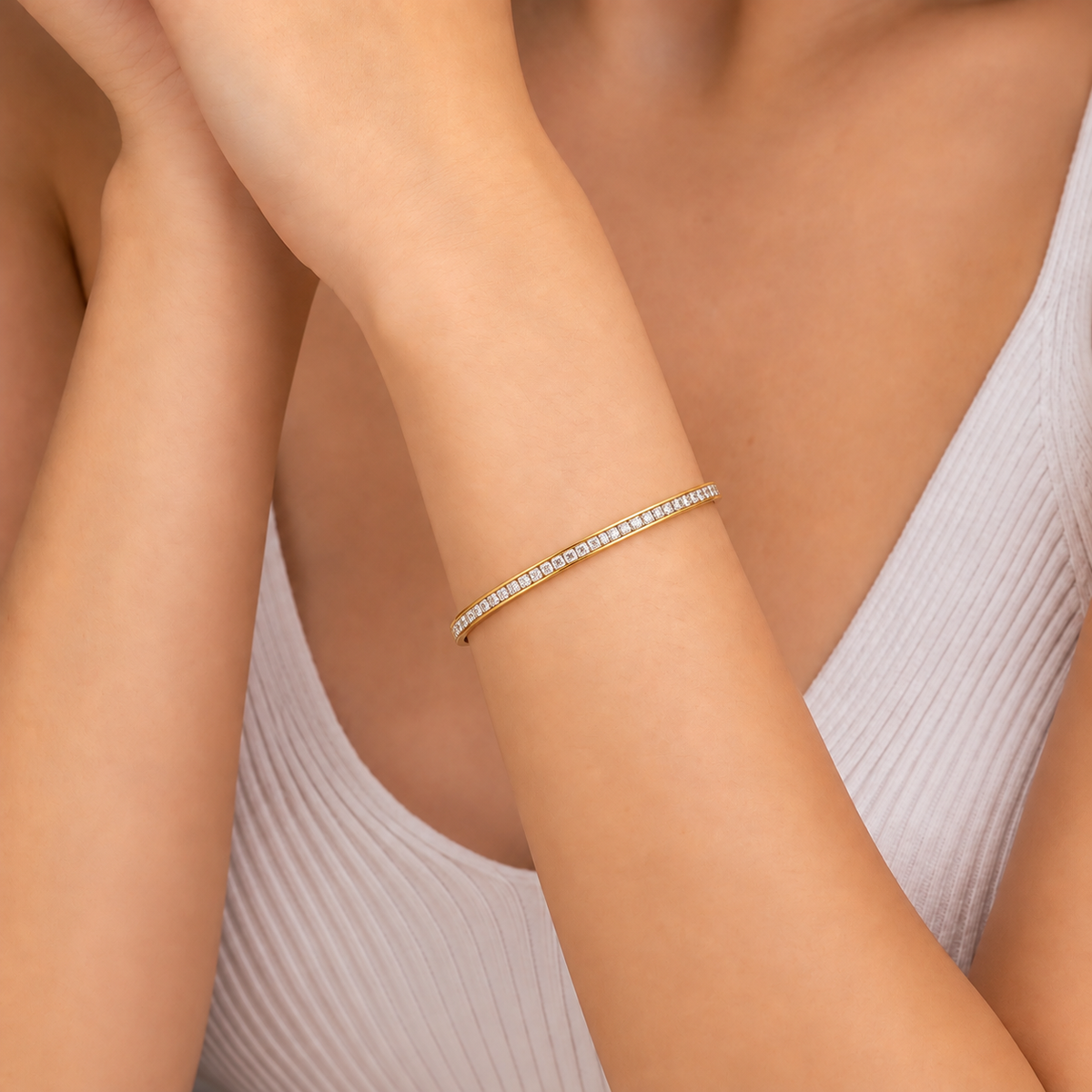 Golden Halo Pavé Bangle