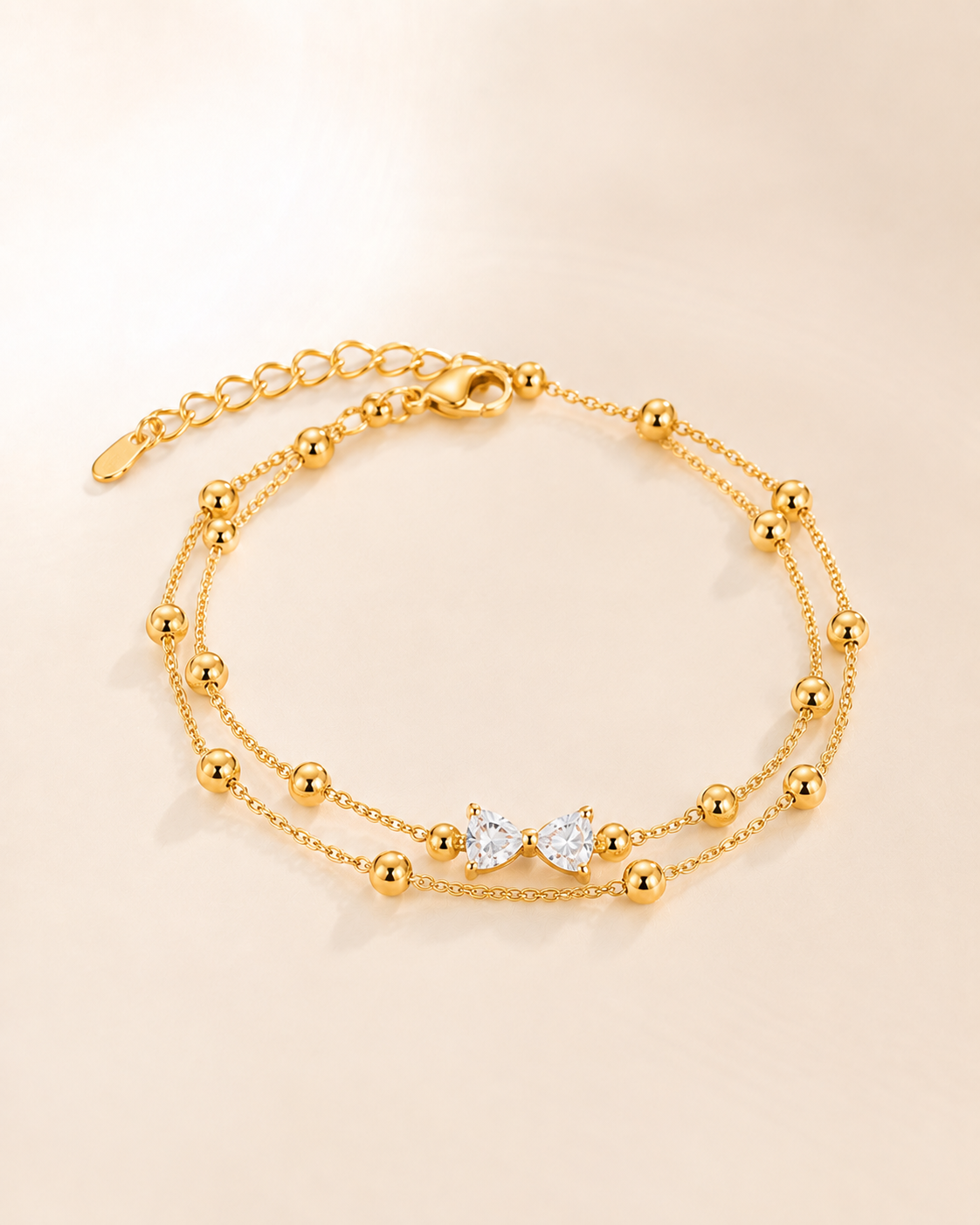 Gold Double-Layer Bow Bracelet