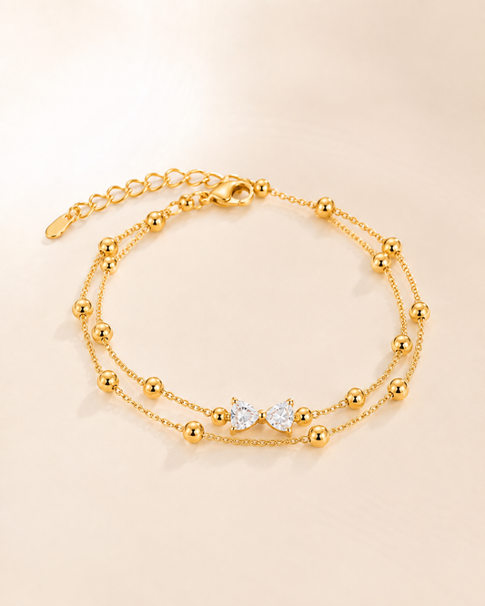 Gold Double-Layer Bow Bracelet