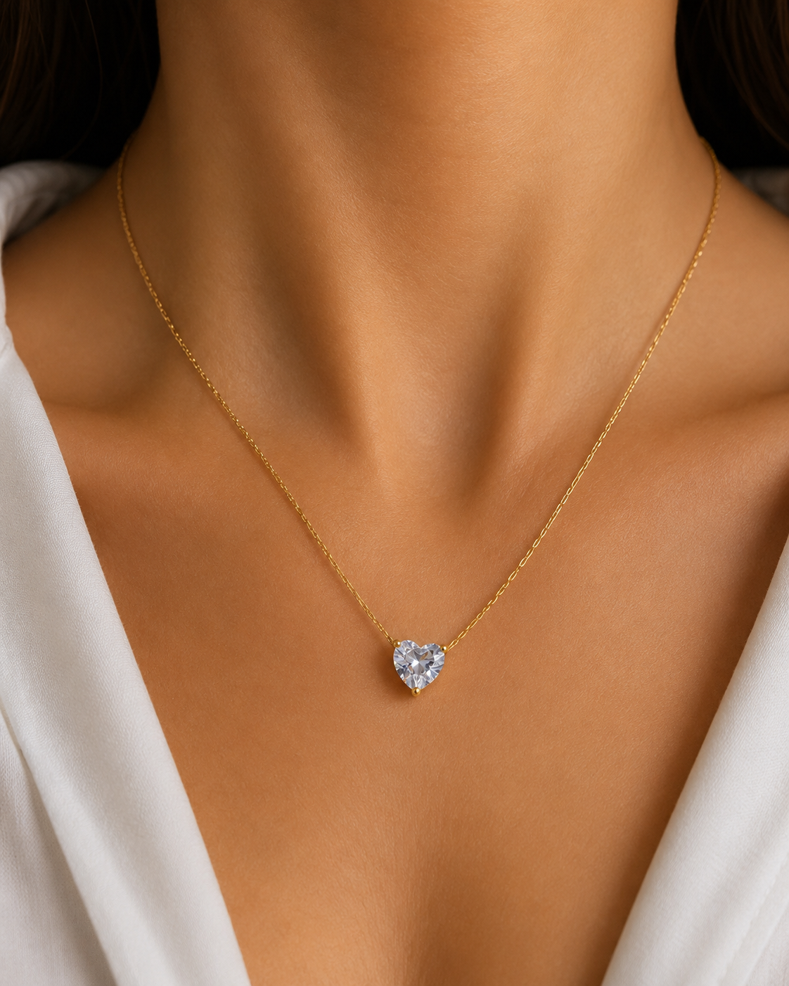 Solitaire Heart Crystal Necklace