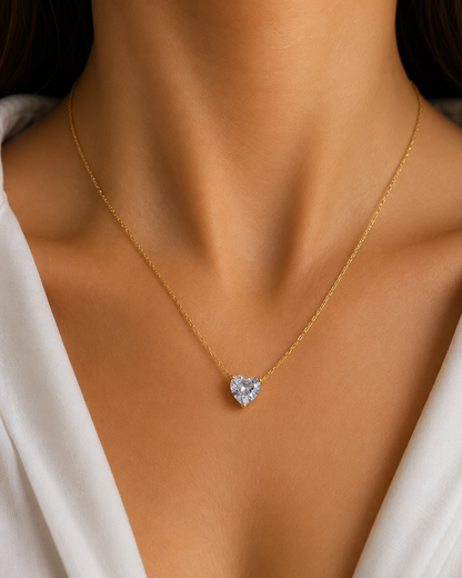 Solitaire Heart Crystal Necklace