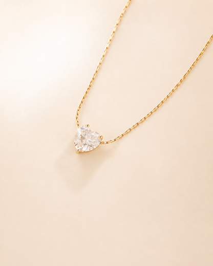 Solitaire Heart Crystal Necklace