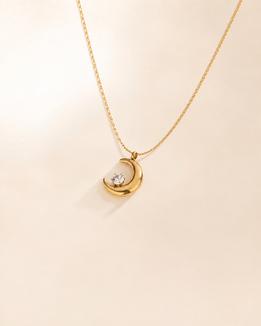 Crescent Moon Crystal Necklace