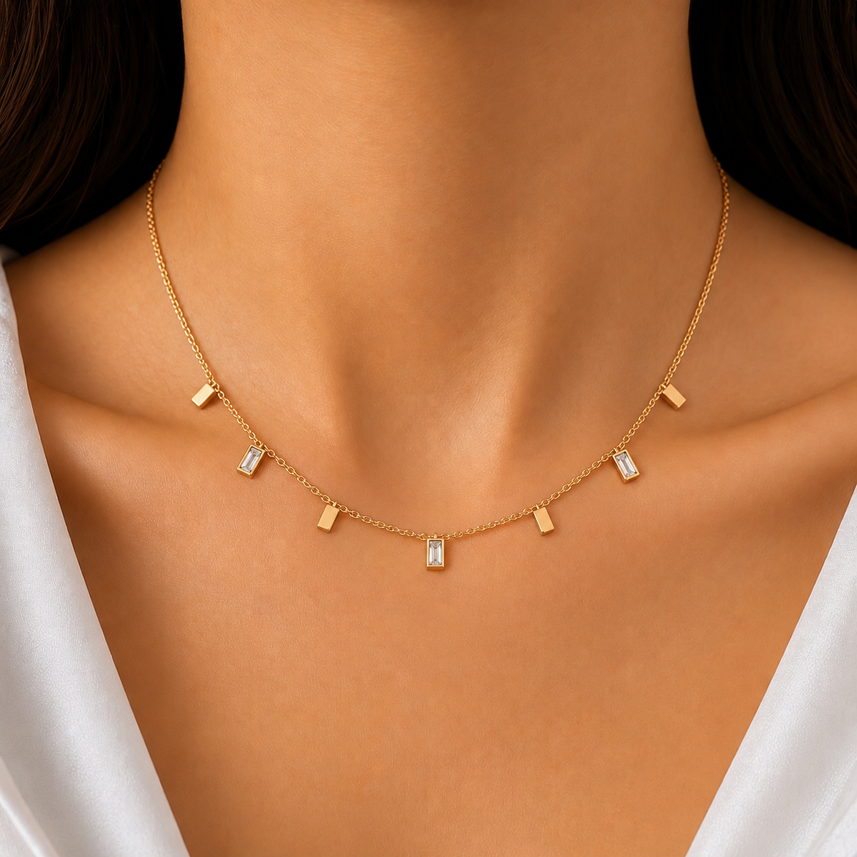 Golden Link Charm Necklace