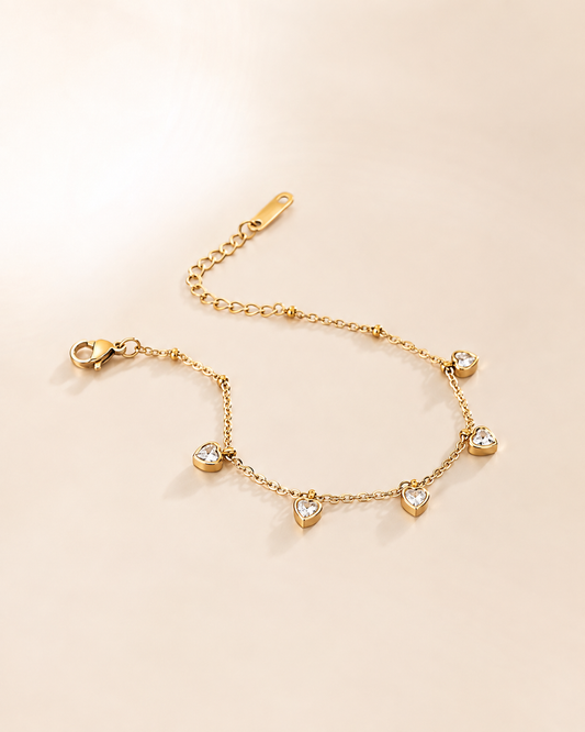 Gold Heart Charm Bracelet