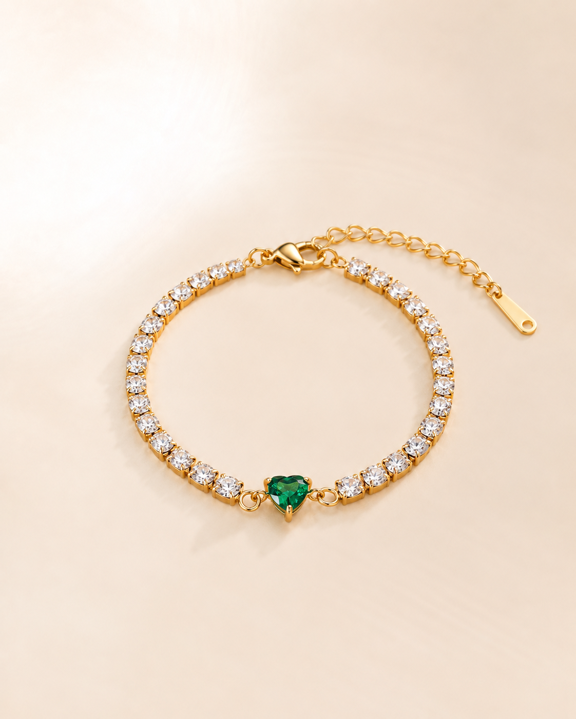 Emerald Heart Tennis Bracelet