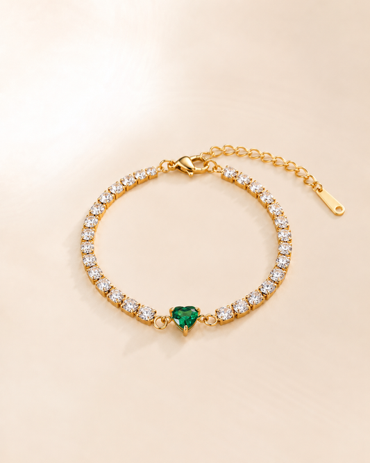 Emerald Heart Tennis Bracelet