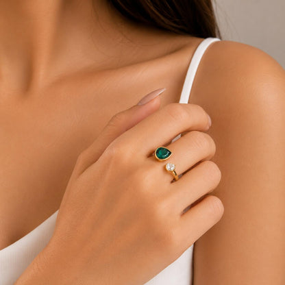 Open Band Dual-Stone Ring