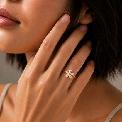 Gold Floral Cluster Ring