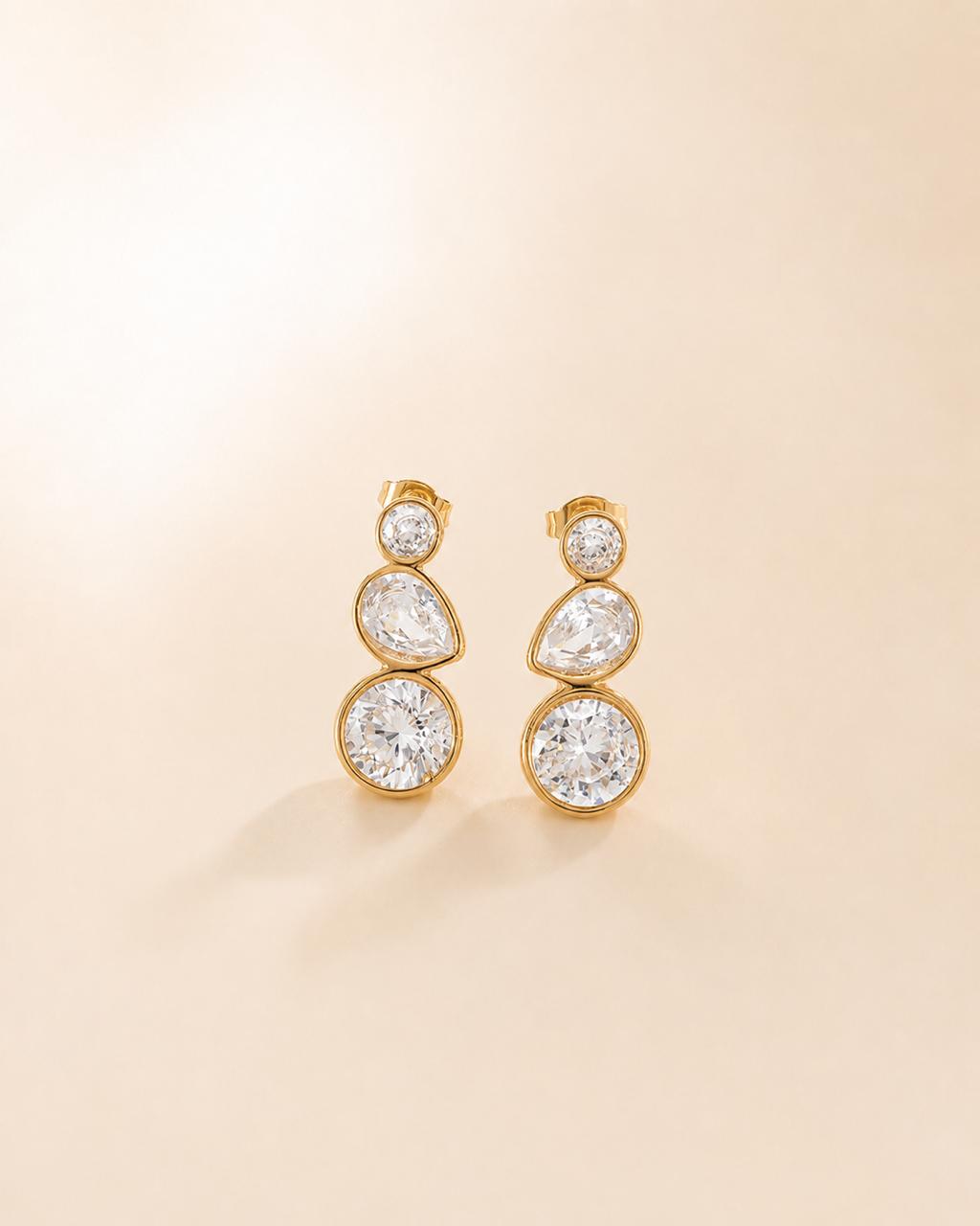 Cascade Crystal Drop Stud Earrings